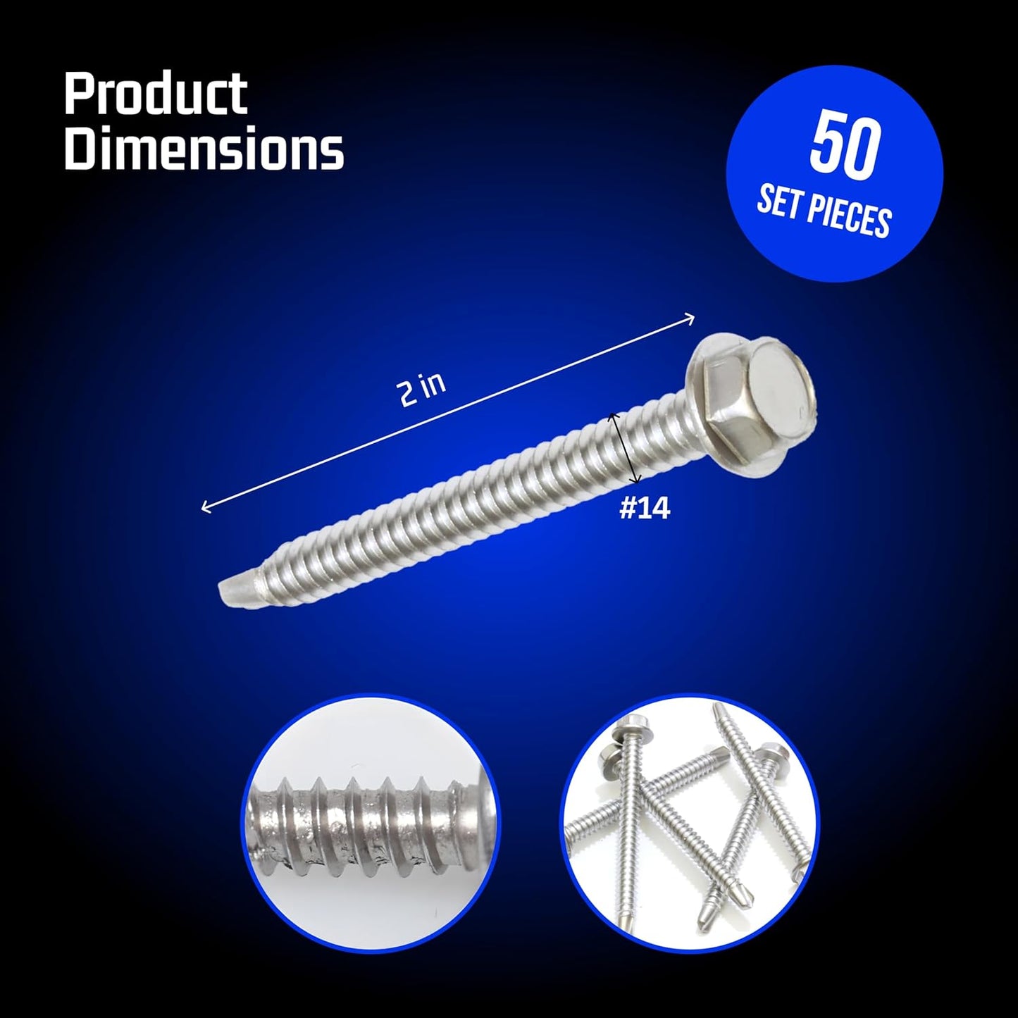 Tornillos Tek Acero Inox 14x2pulg Pack 50 Resistentes Corrosión