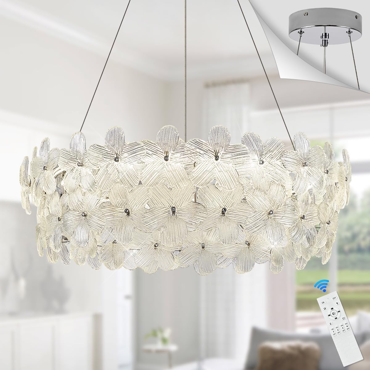 Candelabro LED 32pulg cristal cromado control remoto