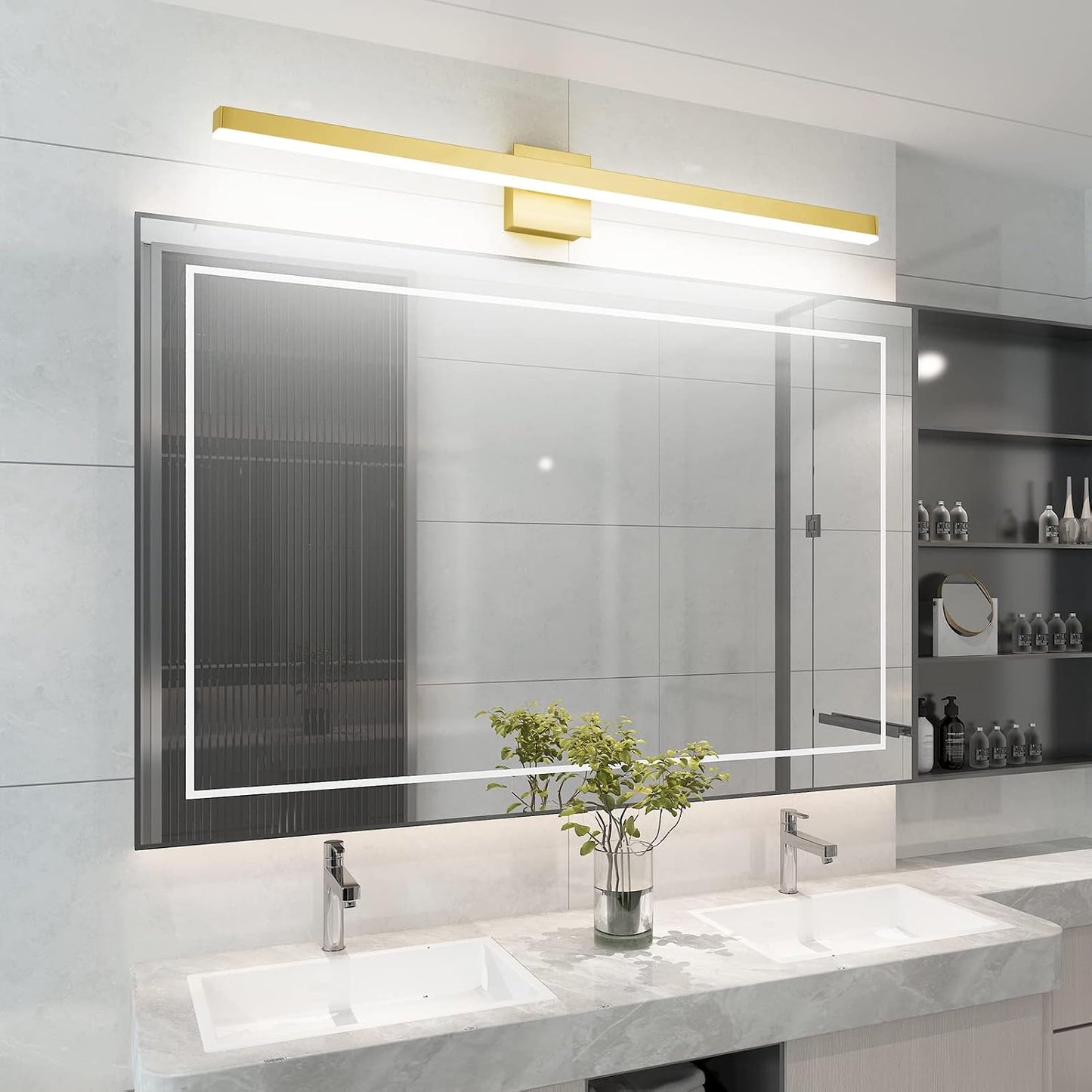 Lámpara baño dorada 40pulg LED moderna 5500K