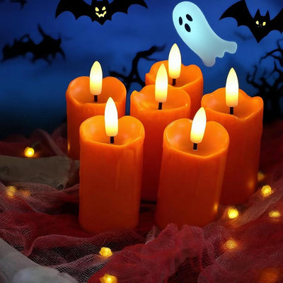 6 Velas Goteo LED Sin Llama Plástico Naranja