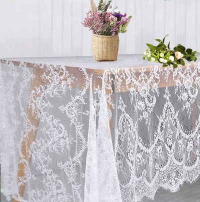 2 Manteles Encaje Blanco 60x120pulg Boda Rústica Bohemia