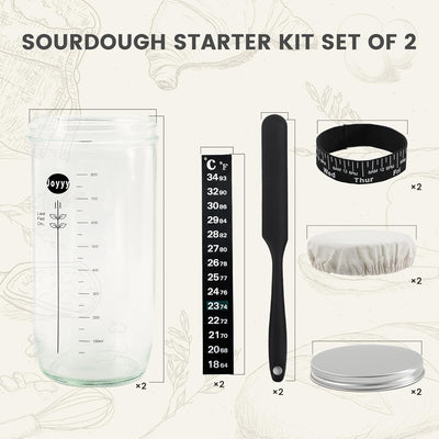 Tarro vidrio 34oz con tapa y rastreador masa madre set 2