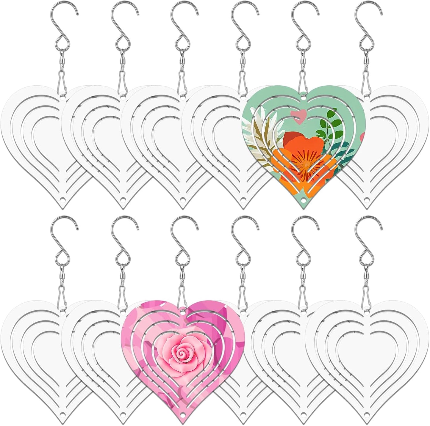 12 Hilanderos Viento 3" Aluminio 3D para Jardín y Decoración