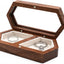Caja madera doble para anillos grabada compromiso boda