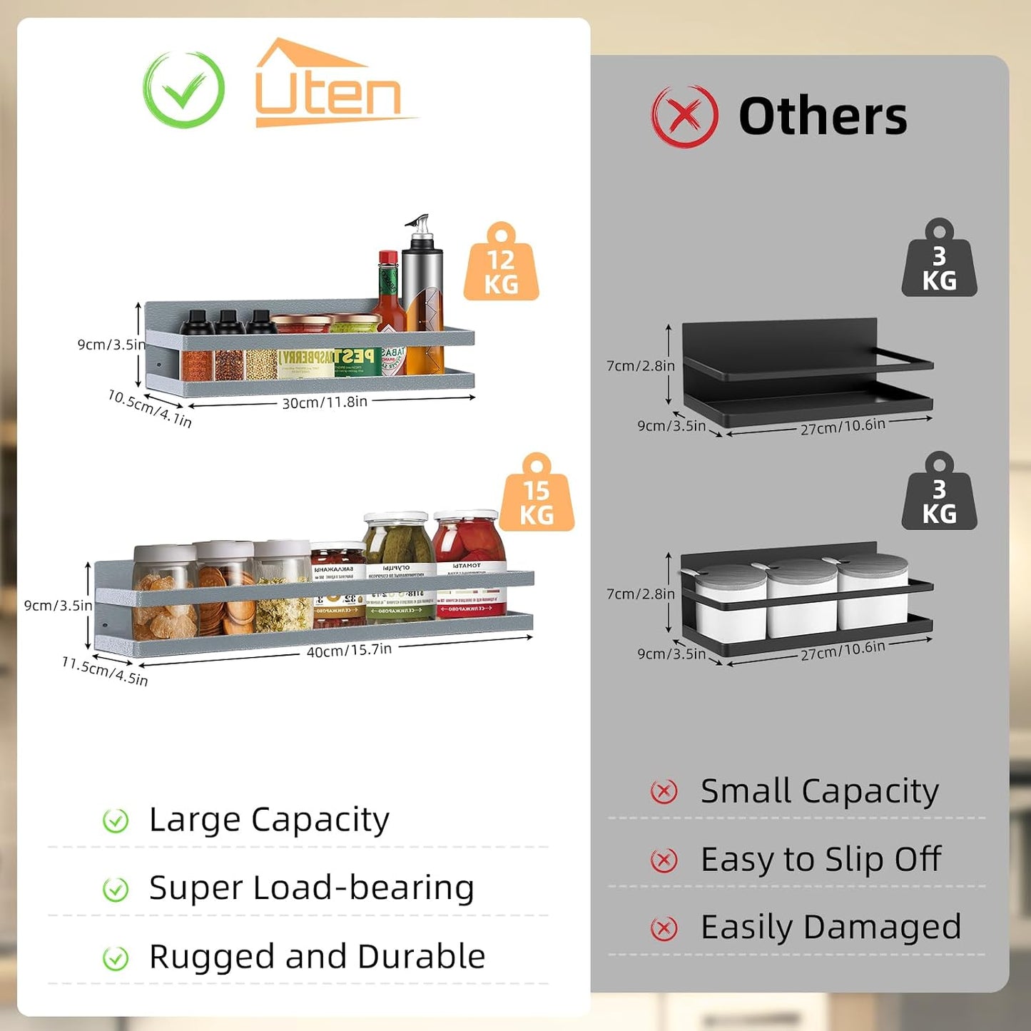 Organiz. refrigerador 2 estantes magnéticos ahorrar espacio