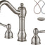 Grifo lavabo baño 8pulg 3 agujeros níquel cepillado