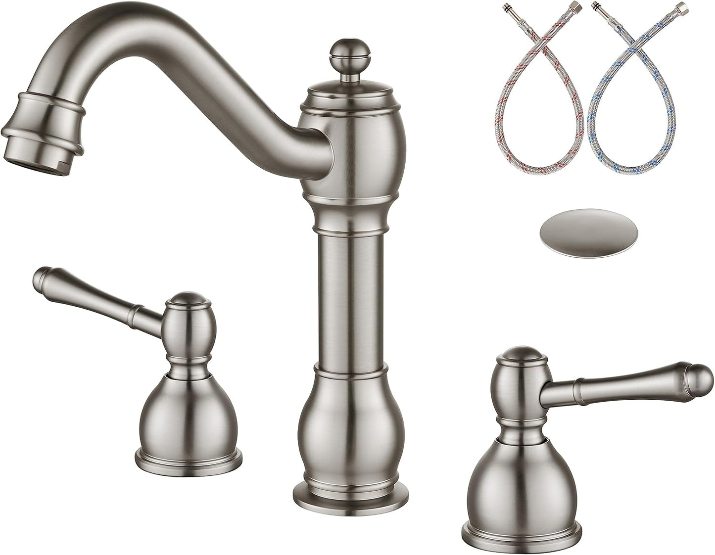 Grifo lavabo baño 8pulg 3 agujeros níquel cepillado
