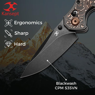 Cuchillo bolsillo hoja CPM S35VN 3.11pulg mango cobre