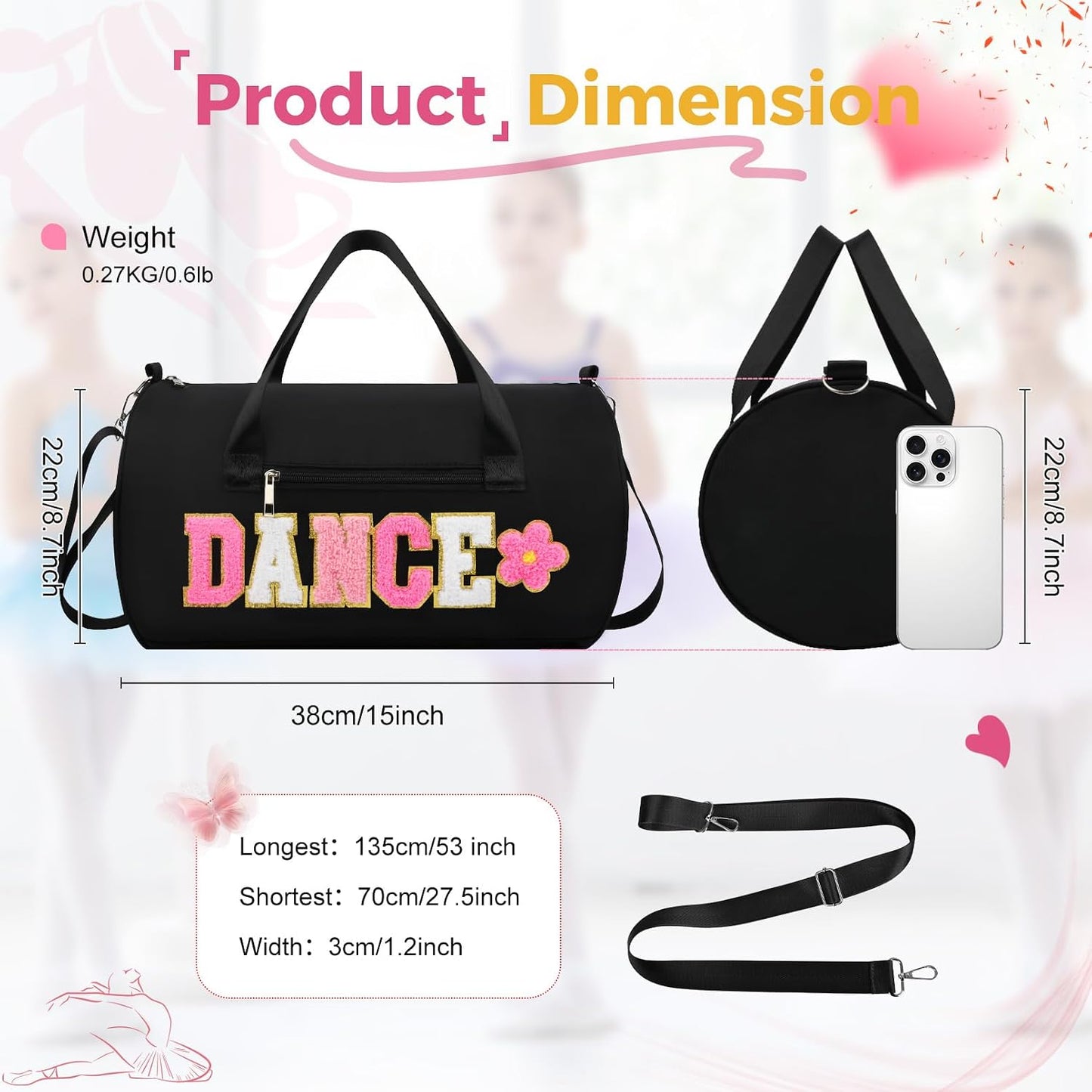 Bolsa viaje impermeable 23L color negro con compartimento grande