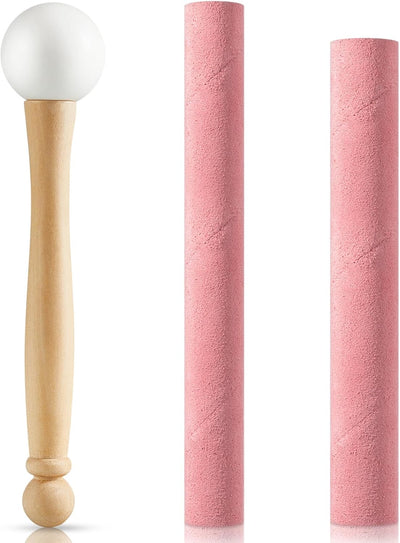 Juego 3 mazos cristal palo gamuza mango madera rosa