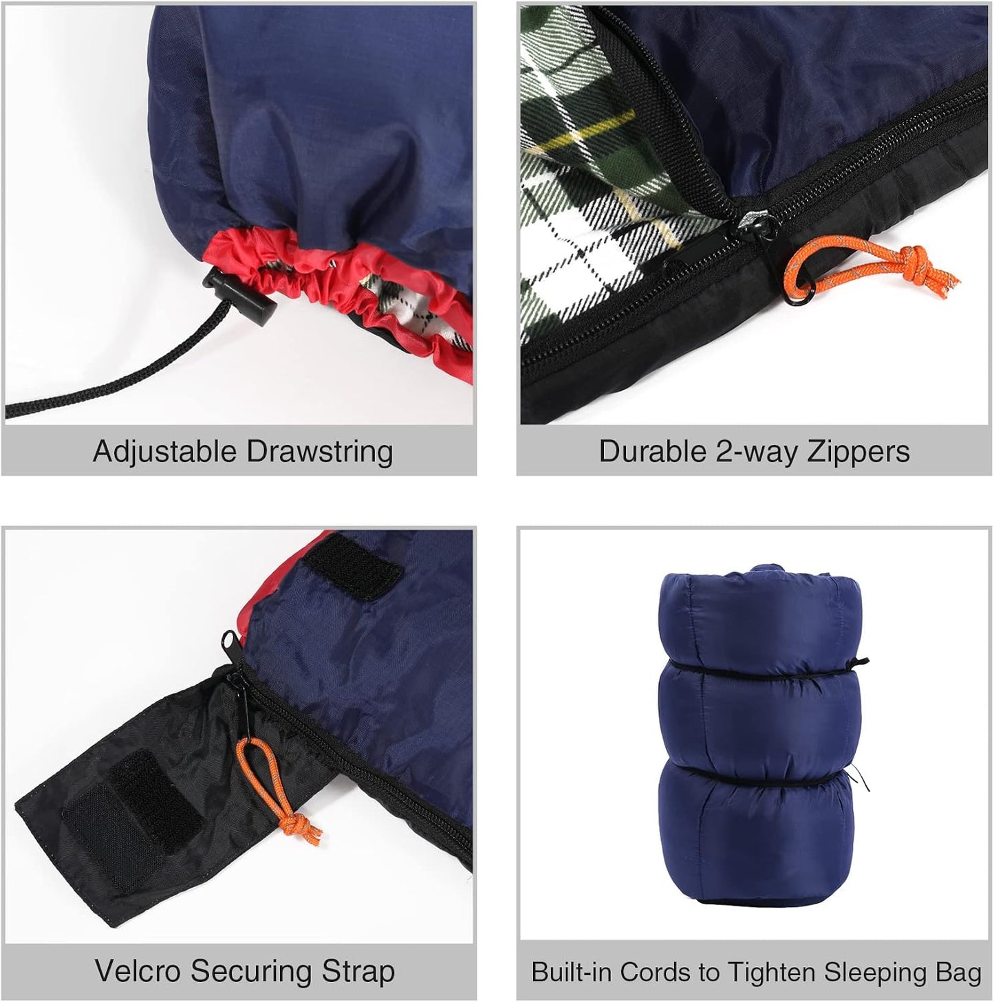 Saco dormir algodón franela adultos climas fríos 2-6lbs