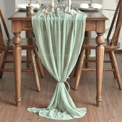 Mesa boda gasa boho verde salvia 120pulg decoración