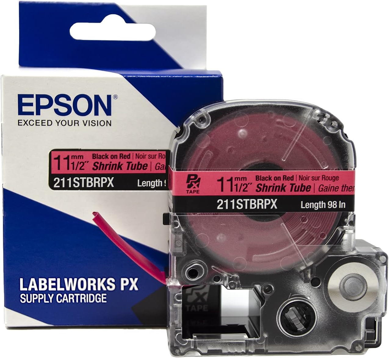 Tubo retráctil Epson 1/2pulg negro sobre rojo 96pulg