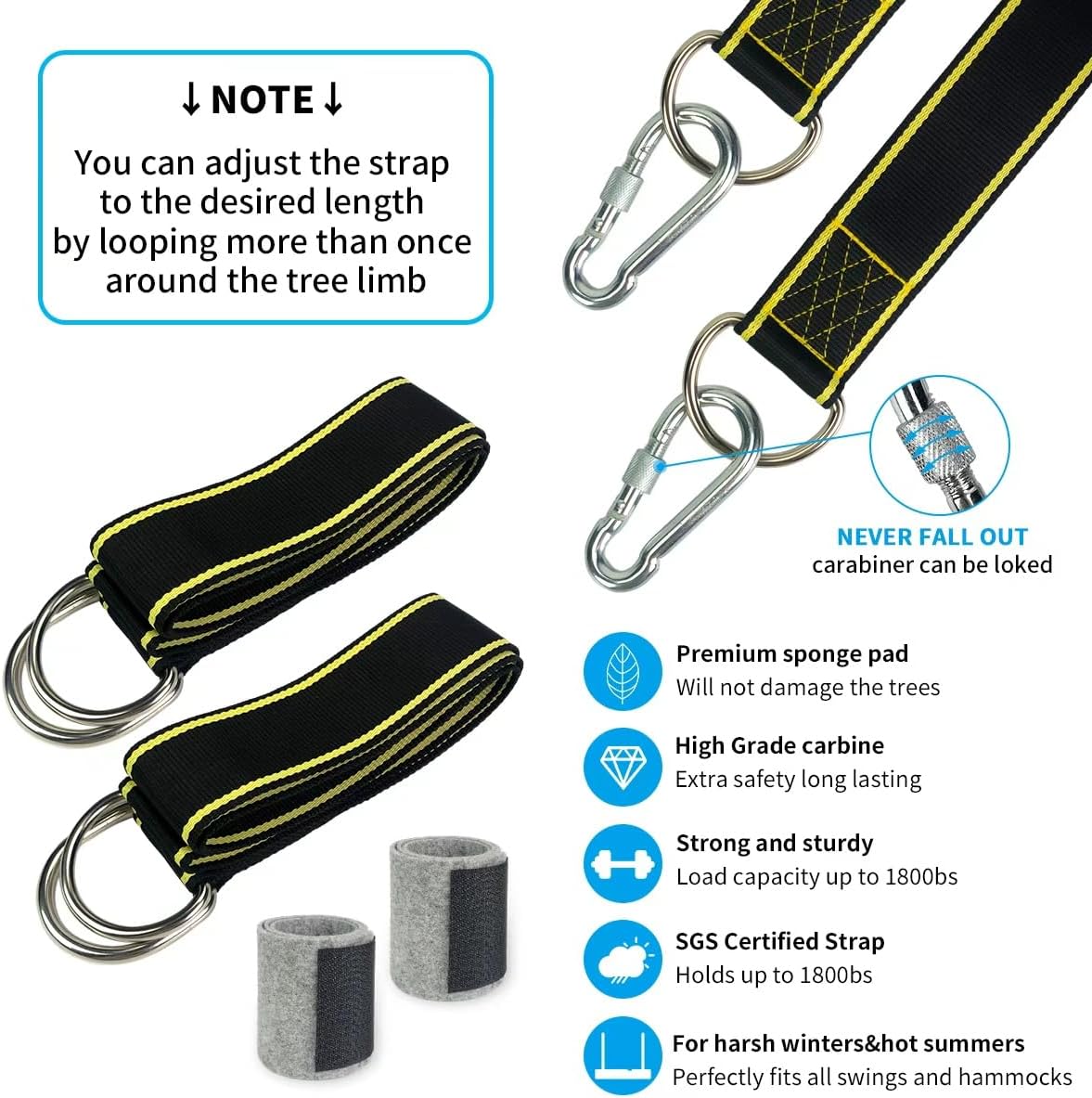 Correas extralargas para columpio 10ft 1800lb