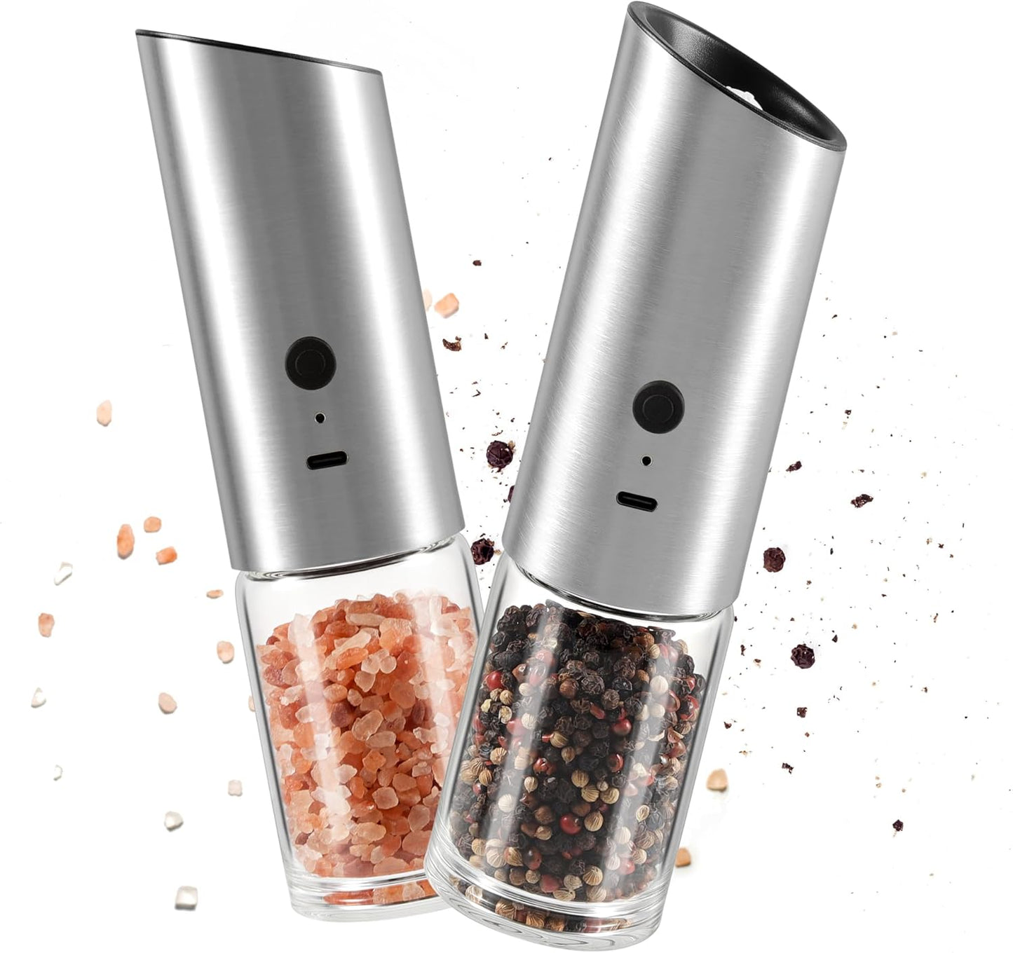 Juego molinillo sal y pimienta acero inox ajustable LED
