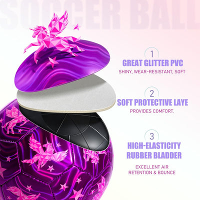 Balón fútbol unicornio rosa para niños tamaño 2 con bomba