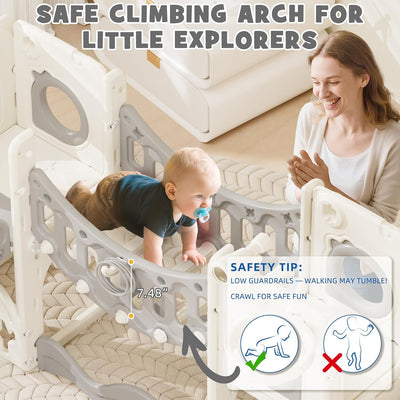 Set parque infantil con arco escalada y tobogán plástico