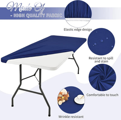 12 Manteles Elastano 8ft Azul Marino para Fiesta Pícnic