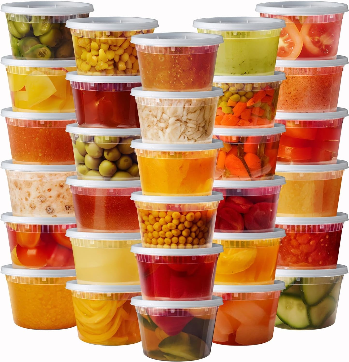 48 Recipientes Plástico 16oz con Tapas Herméticas