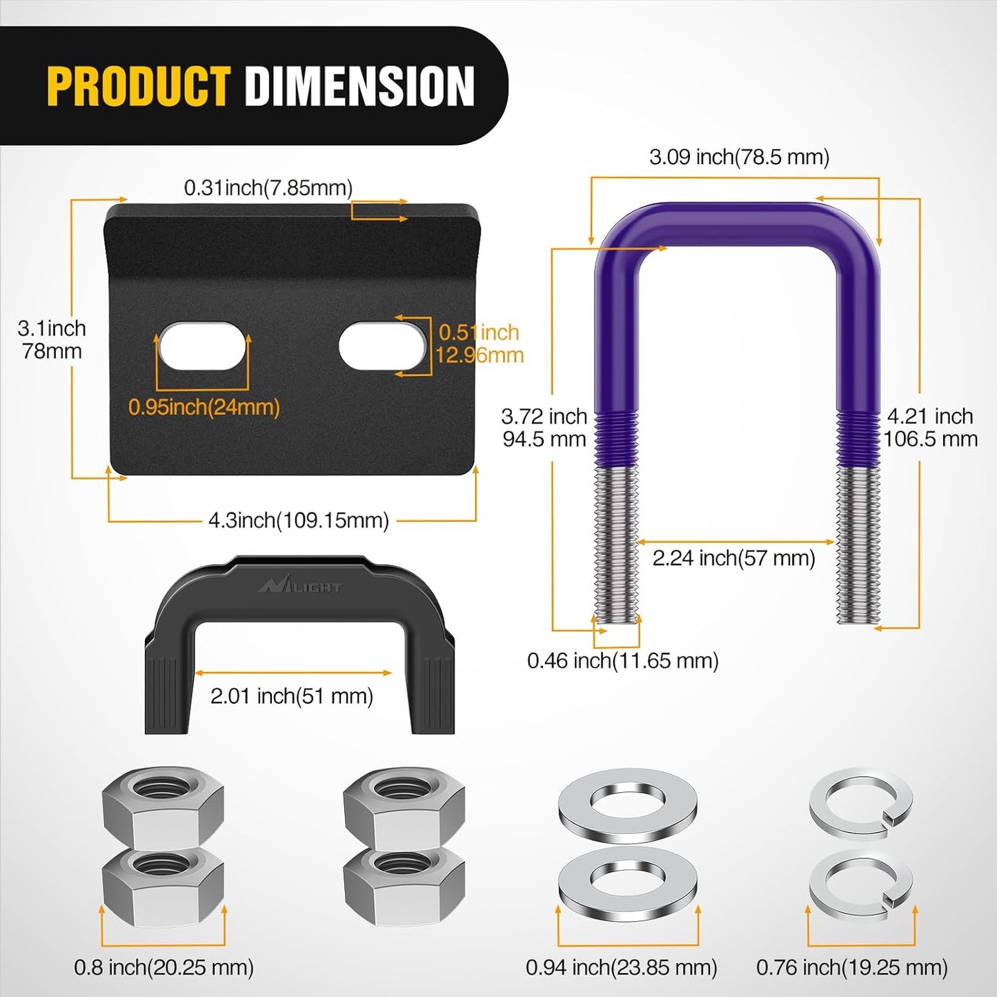Tensor enganche remolque 2" acero goma morado