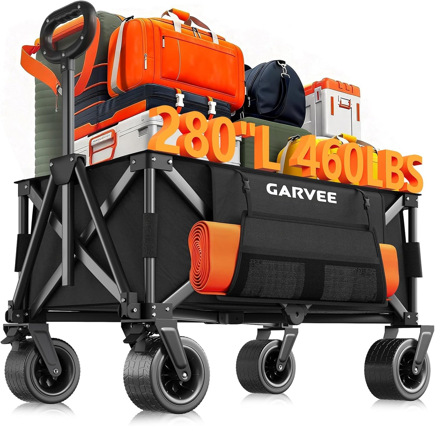 Carro plegable 280L 460lb ruedas todo terreno utilitario