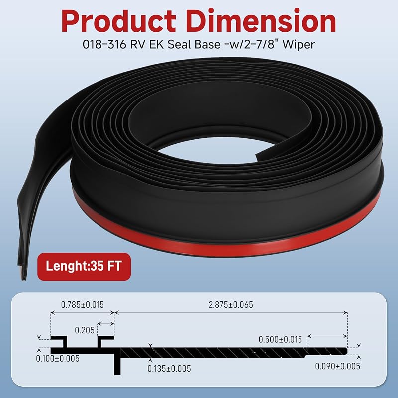 Kit sellado RV base limpiaparabrisas 2-7/8" 35 ft burlete