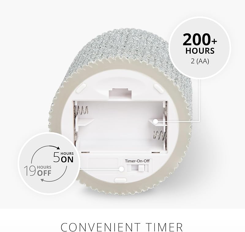 Vela LED sin llama con purpurina plateada 3.25x4.5