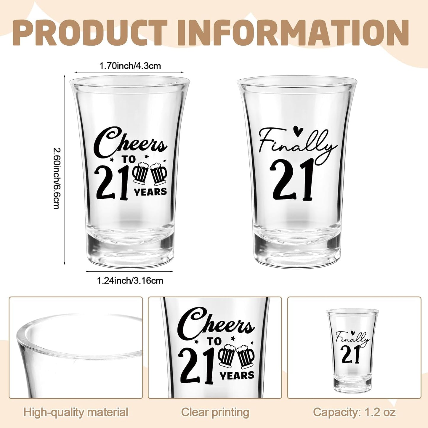 21 Vasos Chupito Acrílicos 24 Set Regalo Cumpleaños Negro