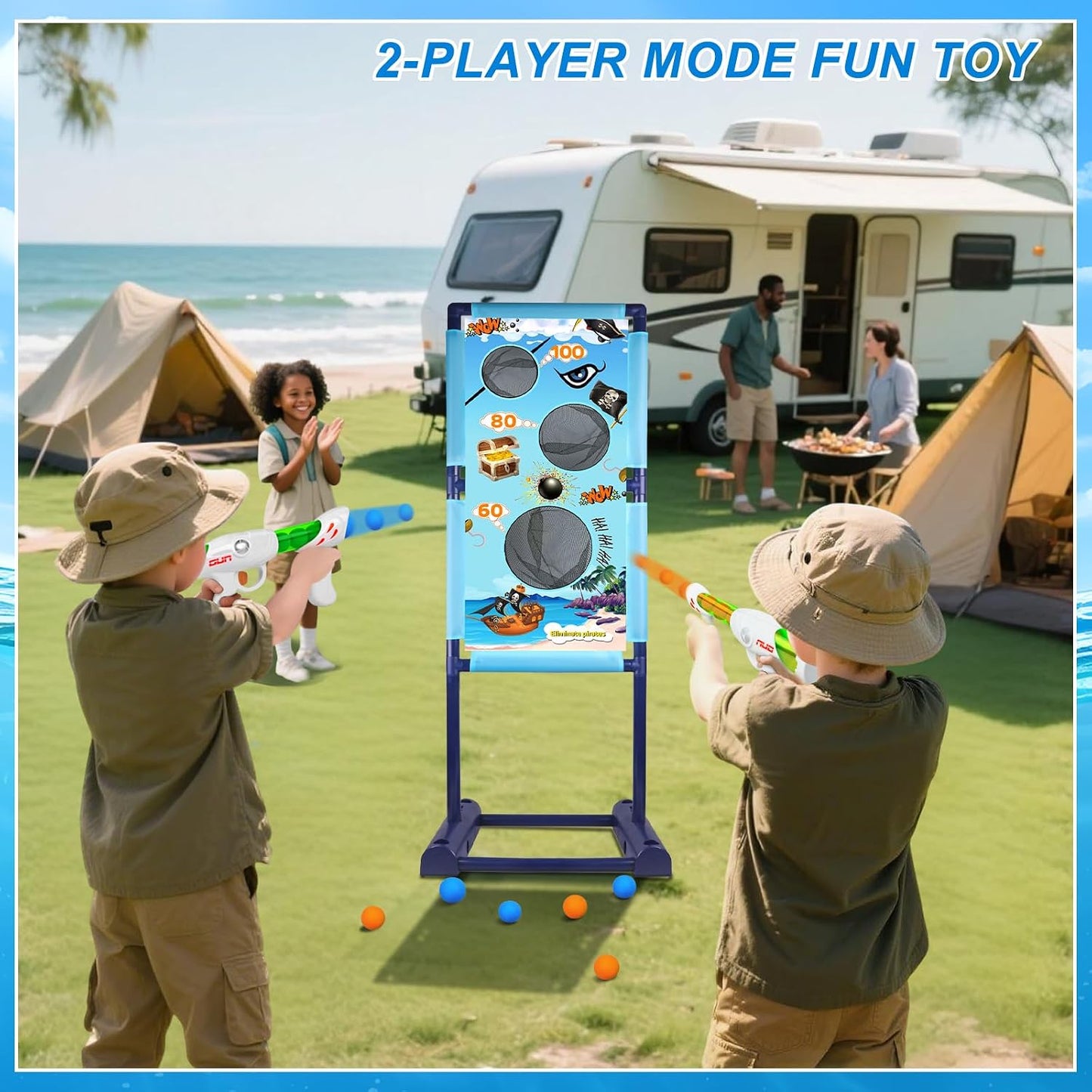 Set objetivos activos niños 2 lanzadores 18 bolas espuma