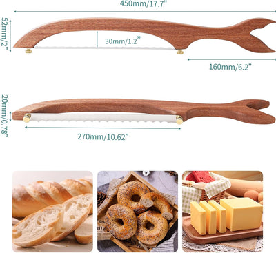 Cuchillo pan masa madre rebanador de madera