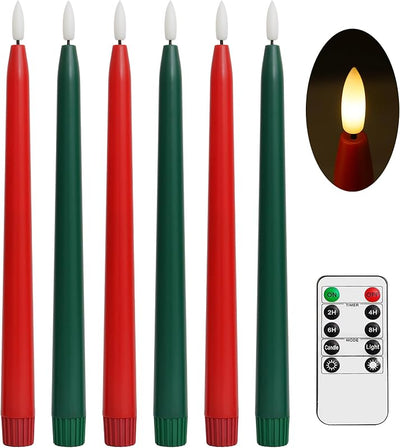 Velas LED cónicas 11pulg con control remoto paquete 6 navideñas