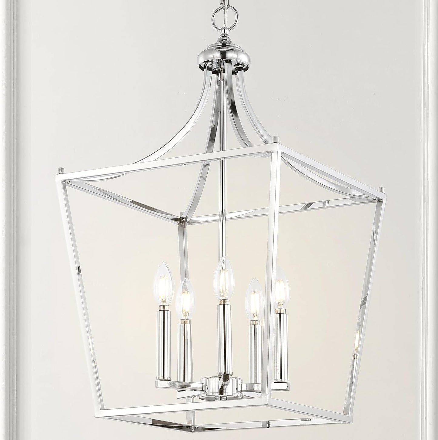 Linterna colgante hierro cromado 16pulg Midcentury cocina