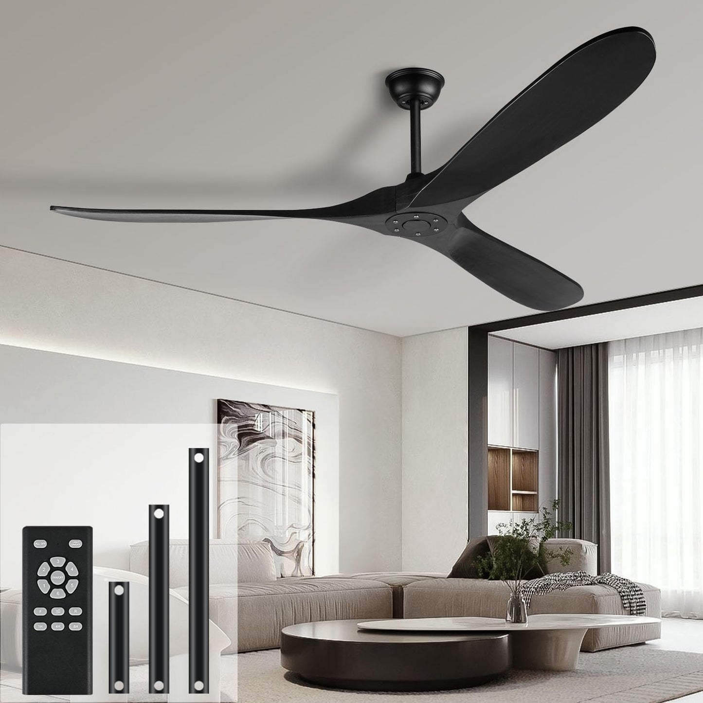 Ventilador techo madera 72pulg sin luz para patios y salas