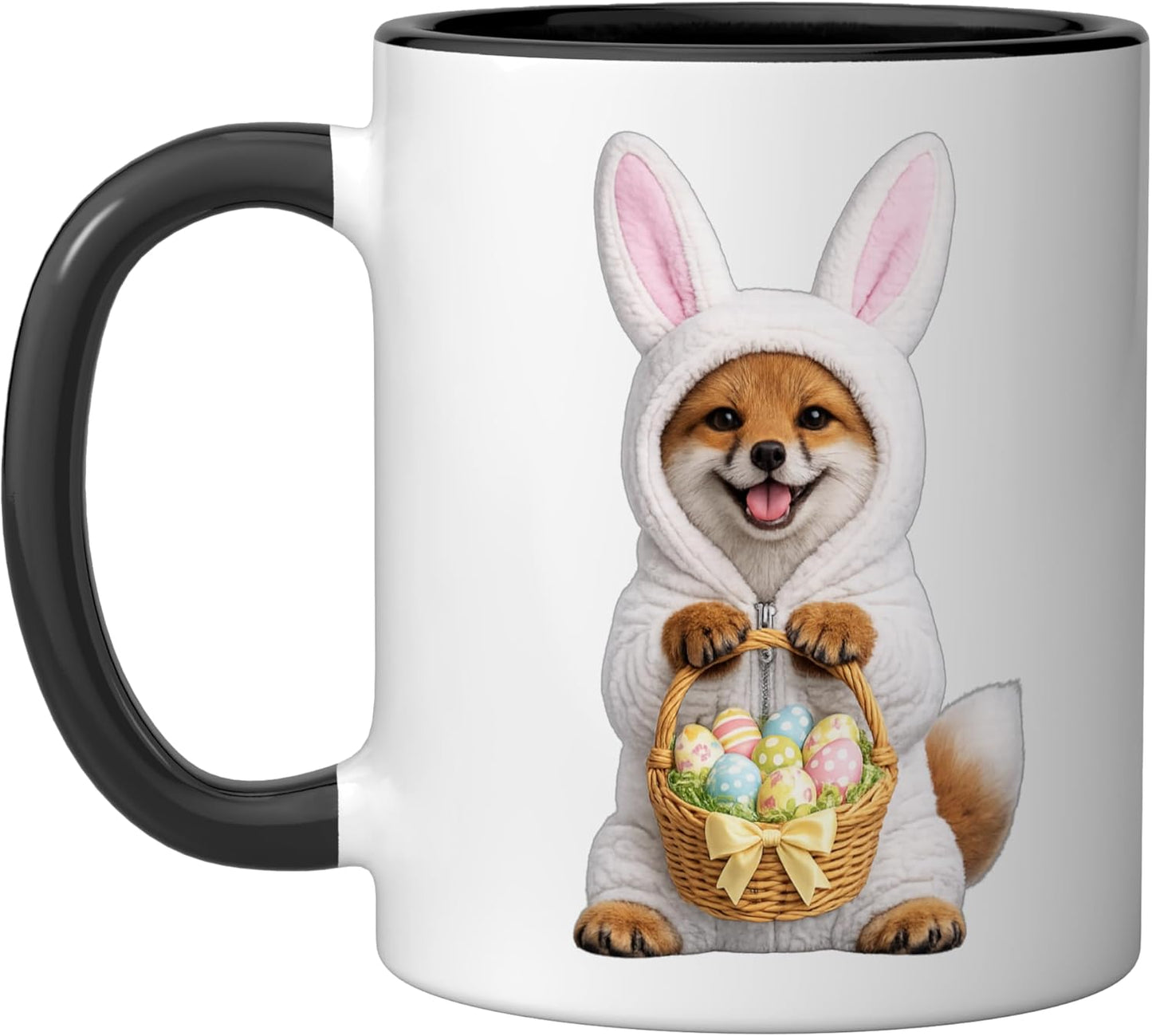 Taza Cerámica Disfraz Conejo de Pascua Negro/Blanco