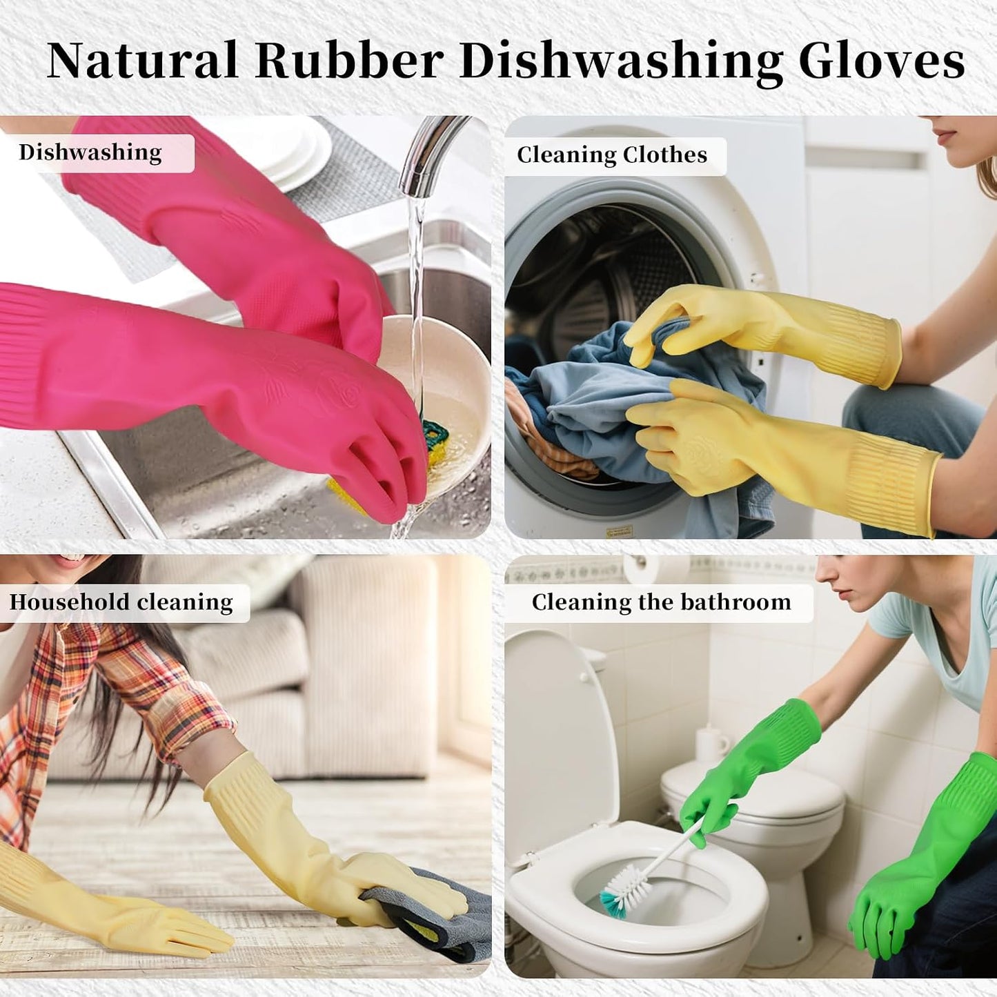 3 Pzas Guantes Goma Reutilizables Antideslizantes 15pulg