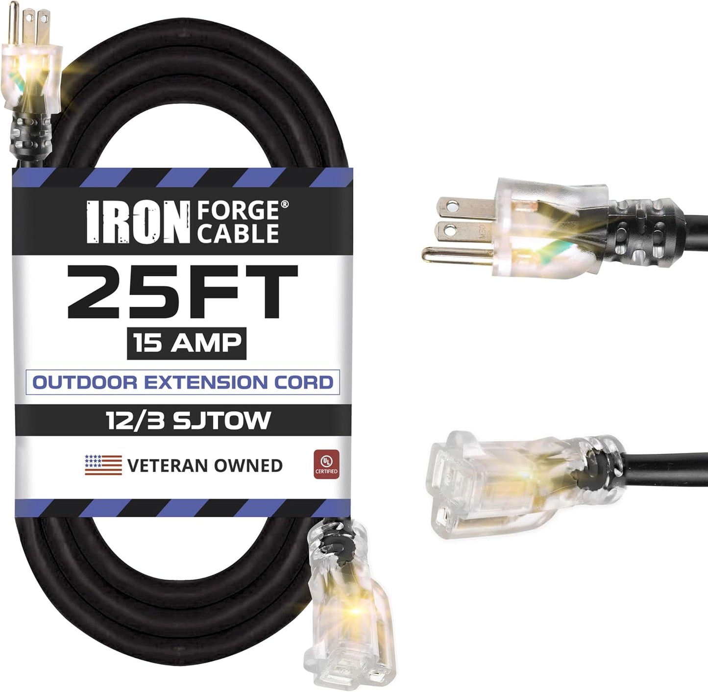 Cable extensión exterior 12/3 25pies resistente ignífugo