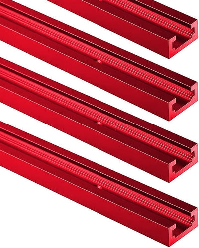 4 Pzas Pista T Carpintería 48pulg Aluminio Rojo Oscuro