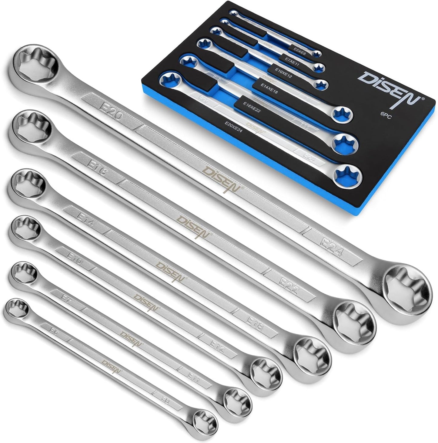 Set 6 Pzas Llaves E-Torx Acero Cr-V E6* E8 E7* E11