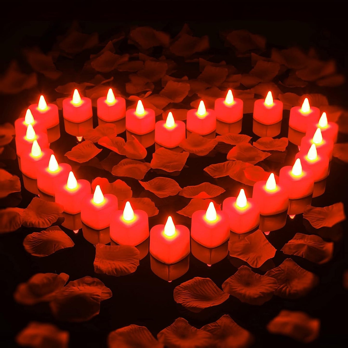1000 Pétalos Rosas con Velas LED Corazón Decoración