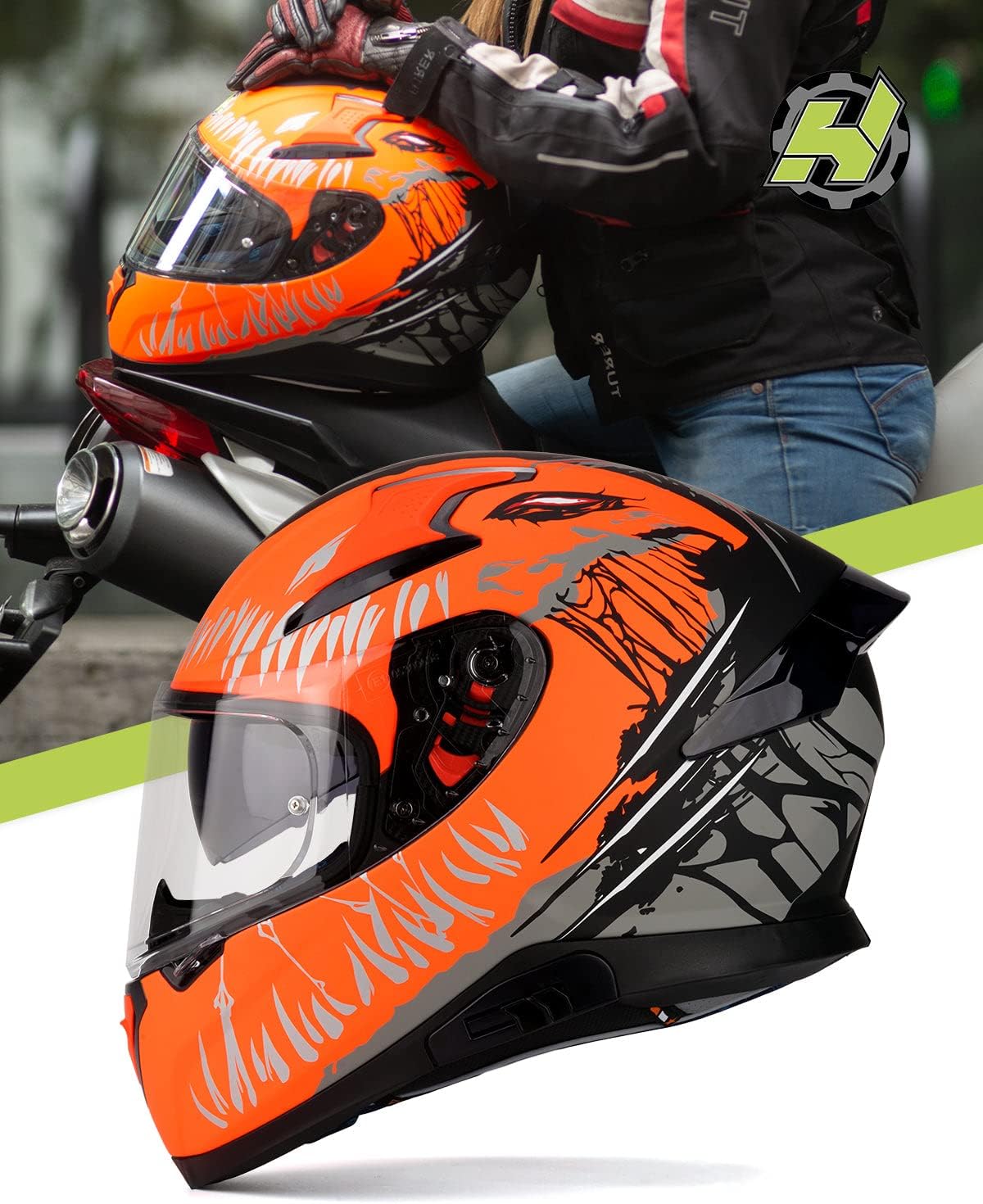 Casco moto cara completa aprobado DOT doble ala