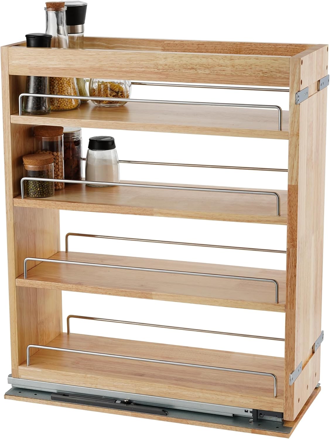 Organiz. especias extraíble madera cocina 5x21.9x25.2pulg