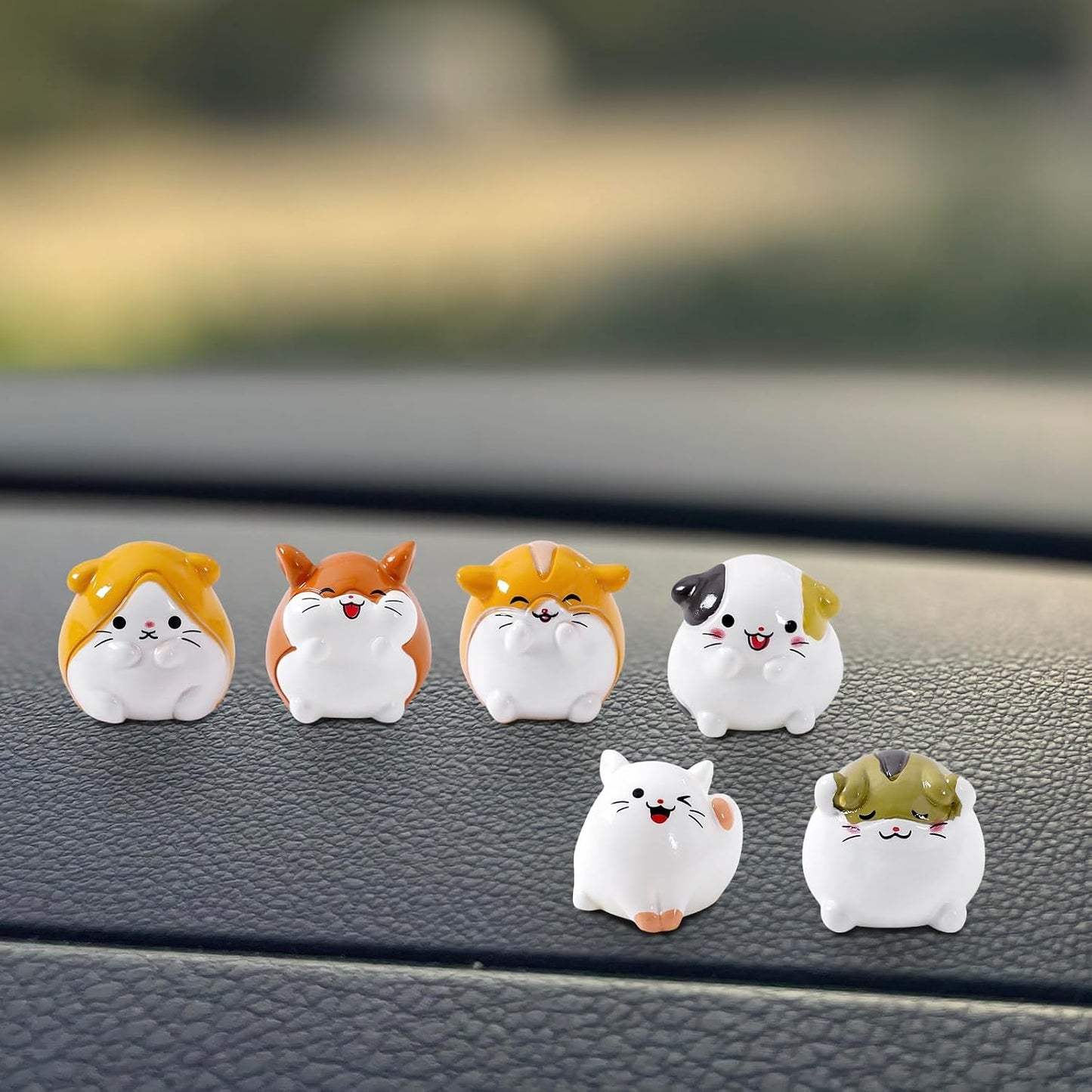 6 Mini Hamster Resina Accesorios Coche Decoración Espejo