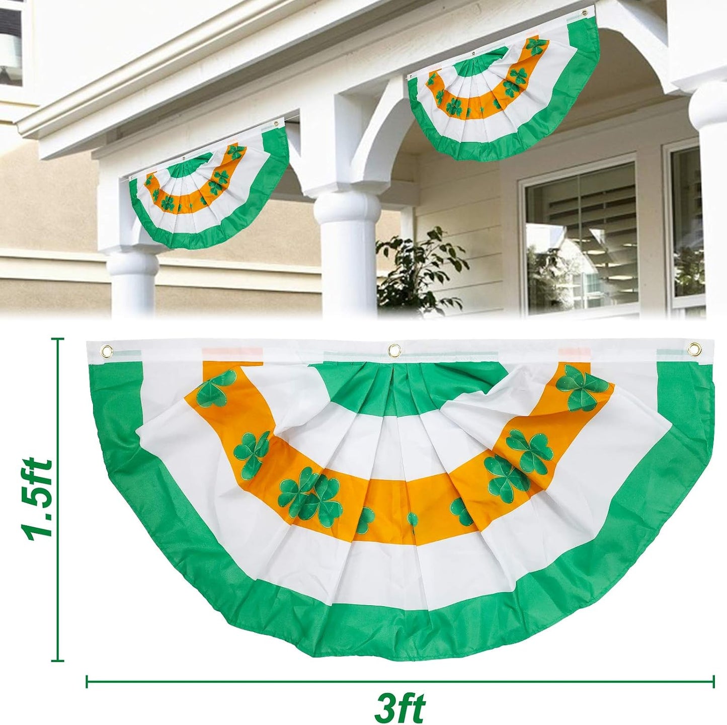 8 Banderas San Patricio 3x1.5ft Plisadas Irlandesas