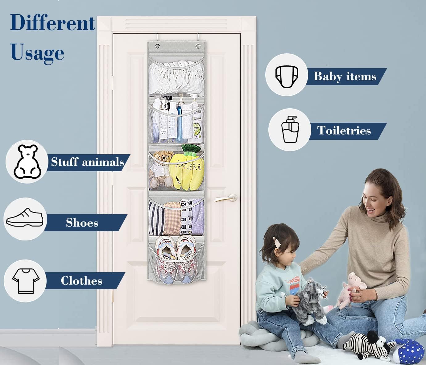 Organiz. puerta armario 5 bolsillos dormitorio baño set 2
