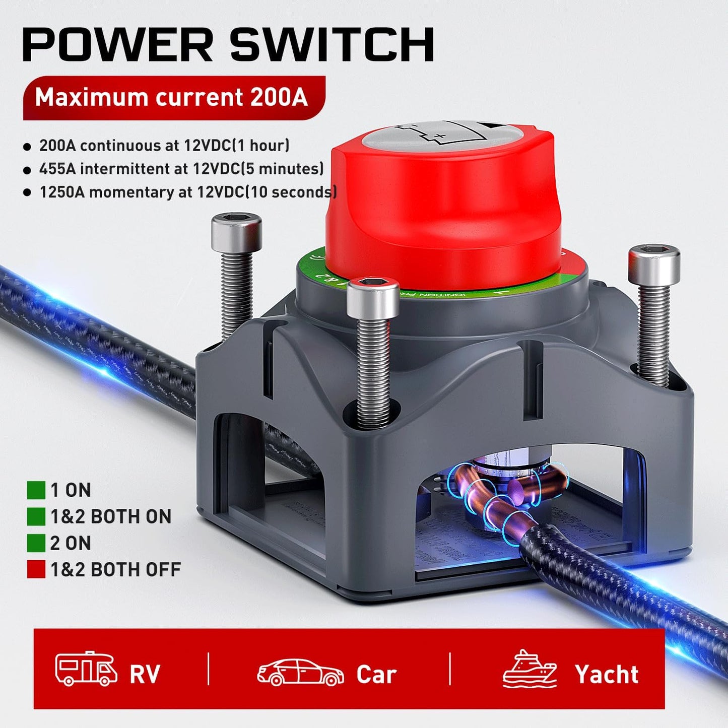 Interruptor batería 12-48V para lancha auto caravana