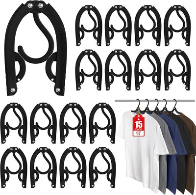 15 Perchas Plegables Viaje Colgar Ropa Negro