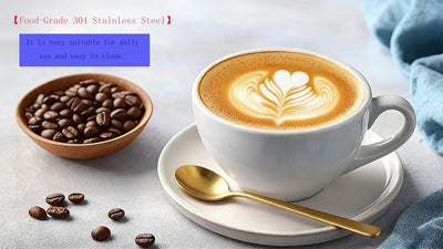 Paquete de 10 cucharas doradas de acero inoxidable SUS304 para café y té