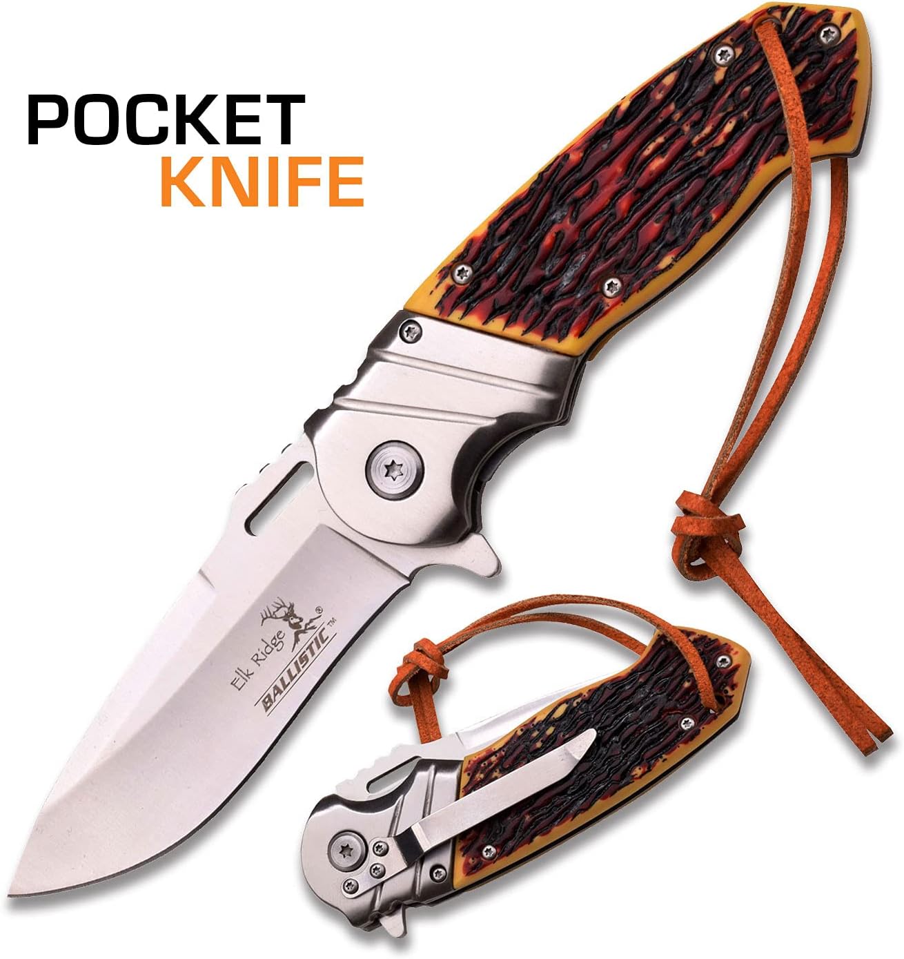 Cuchillo plegable acero inox 3.5pulg mango madera caza