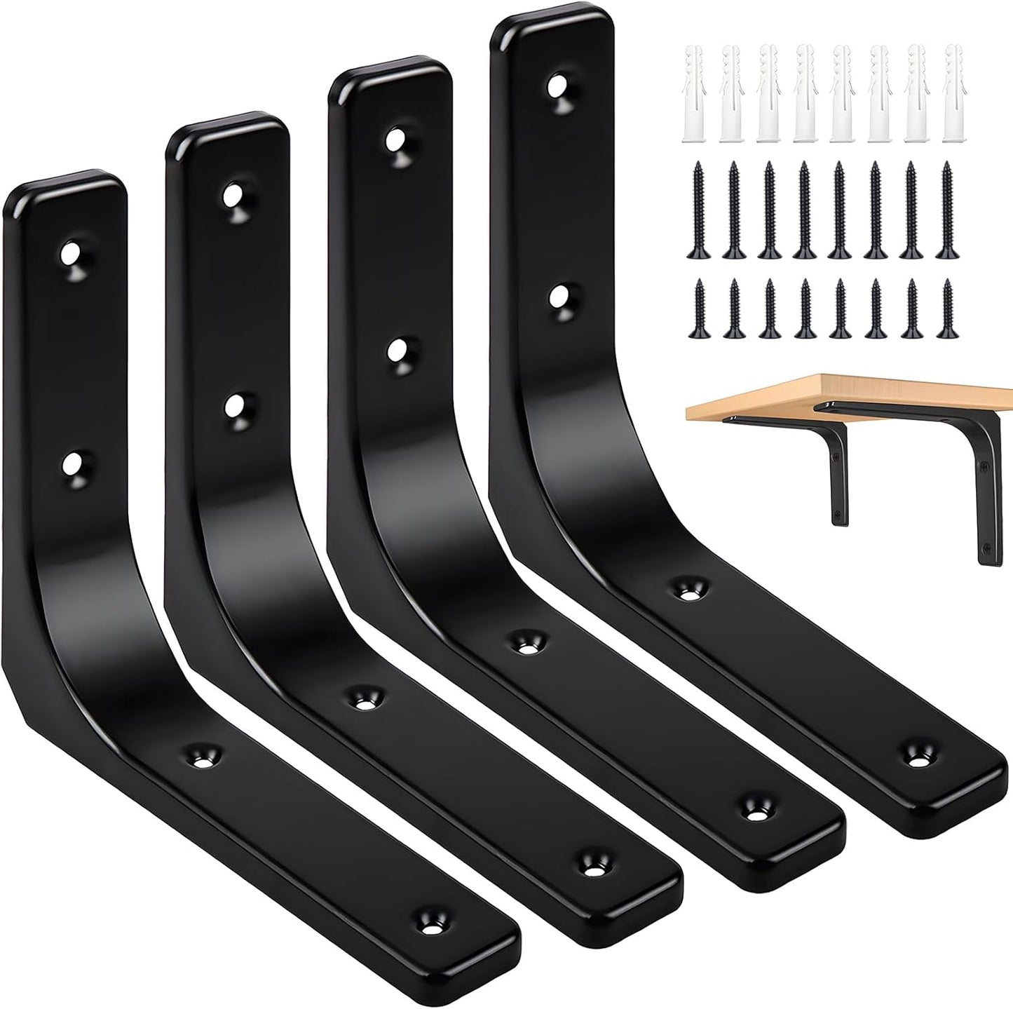 Soportes pared hierro 4x4 pulg 4 Pzas negro