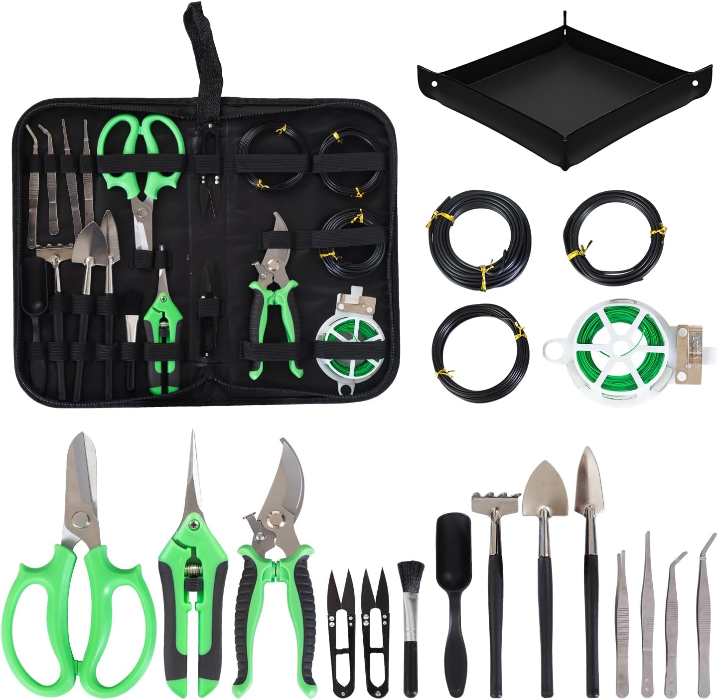 Kit 20 Pzas Herramientas Bonsái Alfombrilla Jardinería